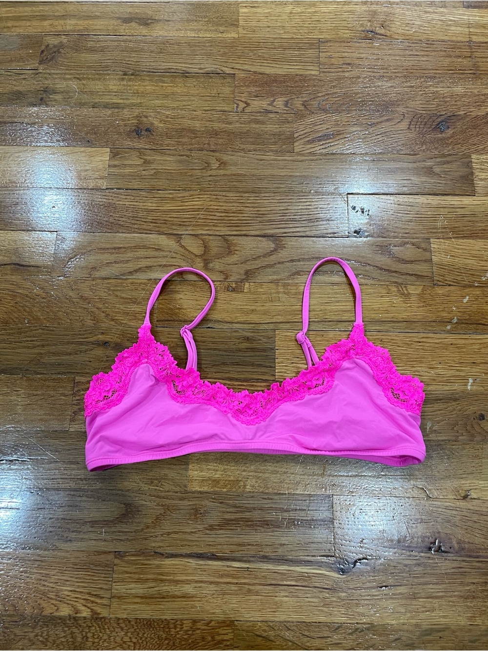 SKIMS Women's Lace-Trim Scoop Bralette - Hot Pink